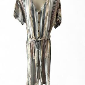 Multicoloured striped jumpsuit with pockets